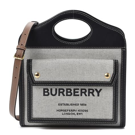 BURBERRY Smooth Calfskin Canvas Two Tone Mini Pocket Bag 